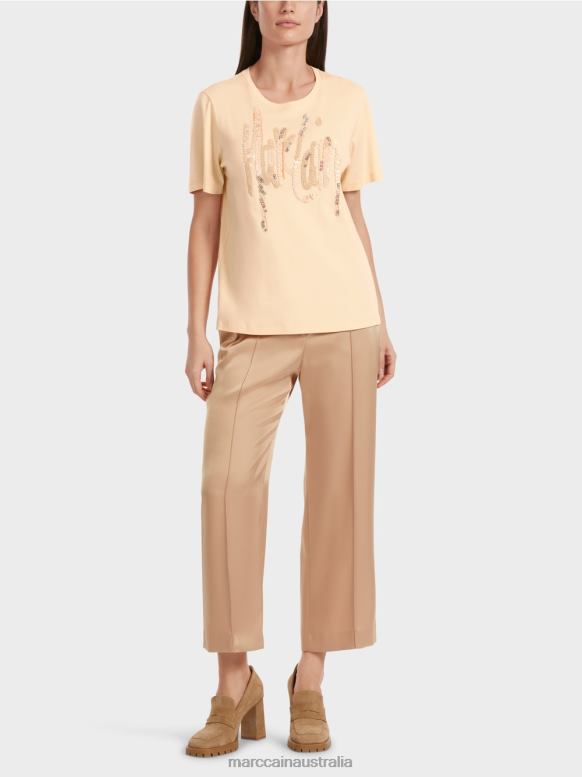 Clothing Dark Cream J8XFX1276 T-shirt with sequins Marc Cain