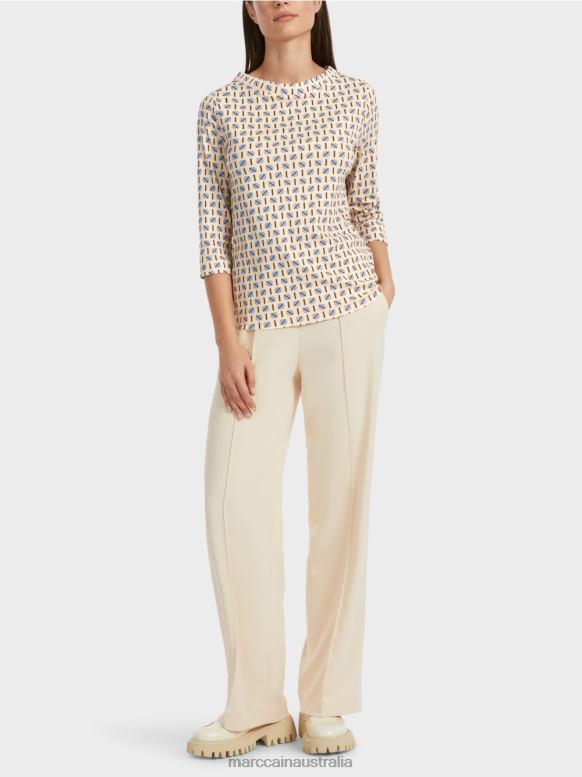 Clothing Dark Cream J8XFX1280 T-shirt with graphic design Marc Cain