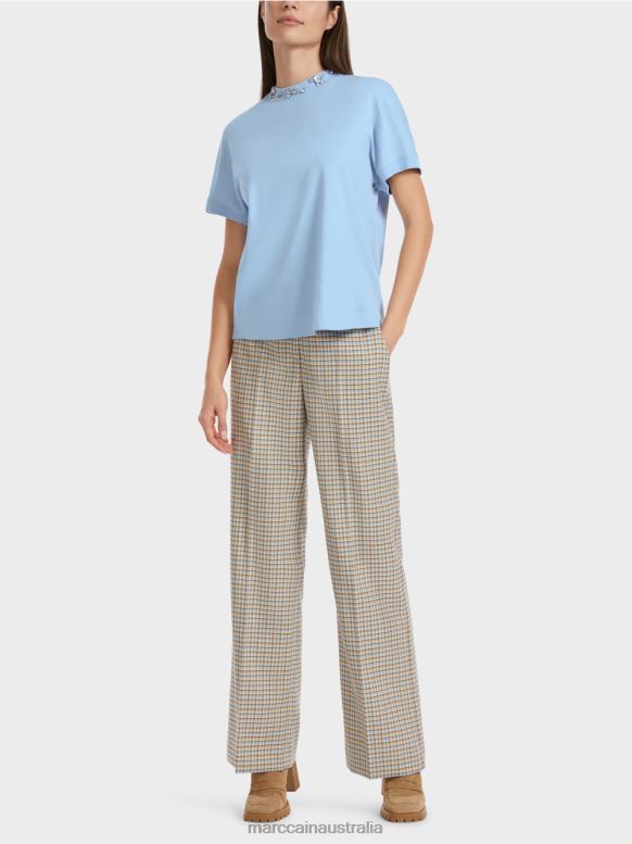 Clothing Dark Summer Sky J8XFX1284 T-shirt with beaded collar Marc Cain