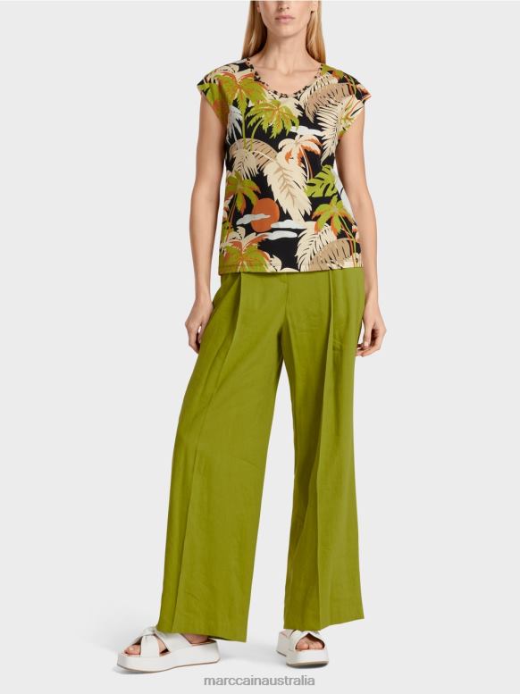 Clothing Deep Oliv Green J8XFX1394 T-shirt with tropical print Marc Cain