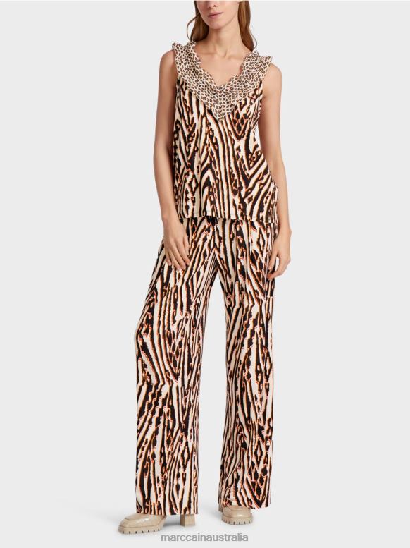 Clothing Deep Red J8XFX1367 Short top with mixed patterns Marc Cain