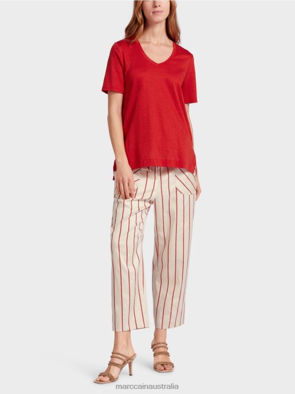 Clothing Deep Red J8XFX1377 T-shirt in a linen blend Marc Cain