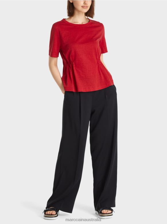 Clothing Deep Red J8XFX1378 Fitted linen T-shirt Marc Cain