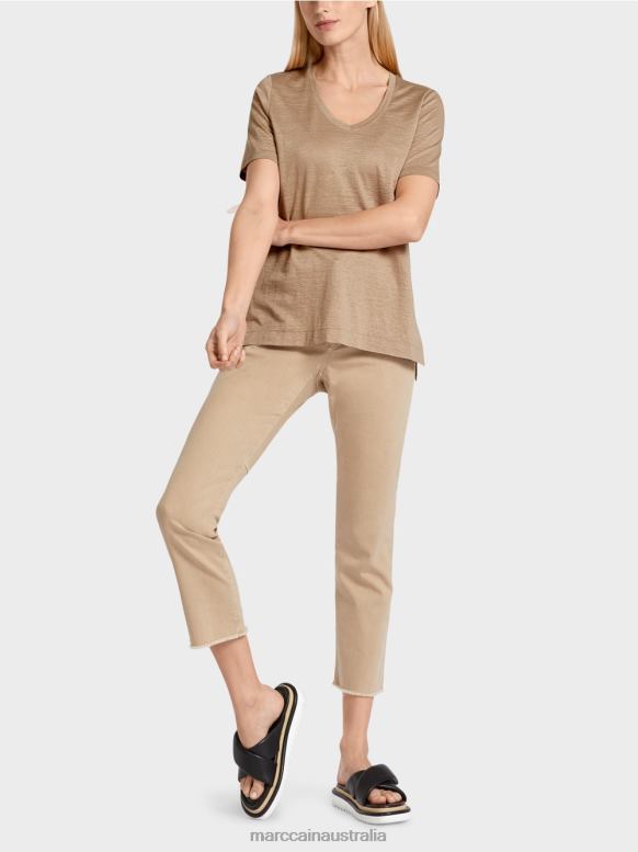 Clothing Deep Sand J8XFX1400 T-shirt in a linen blend Marc Cain