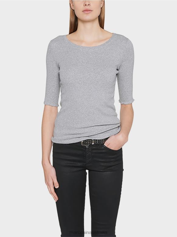 Clothing Grey J8XFX1488 Round-collar shirt with short sleeves Marc Cain