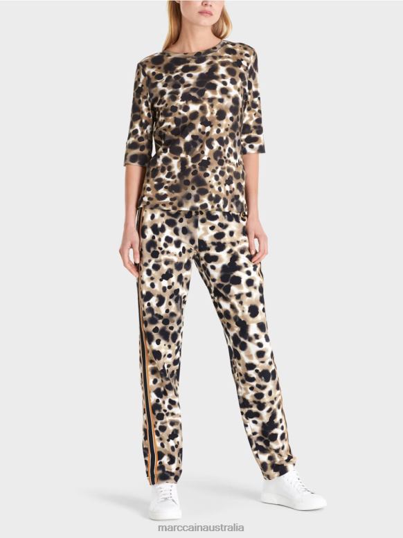 Clothing Light Coffee J8XFX1438 Printed shirt with 3/4 sleeves Marc Cain