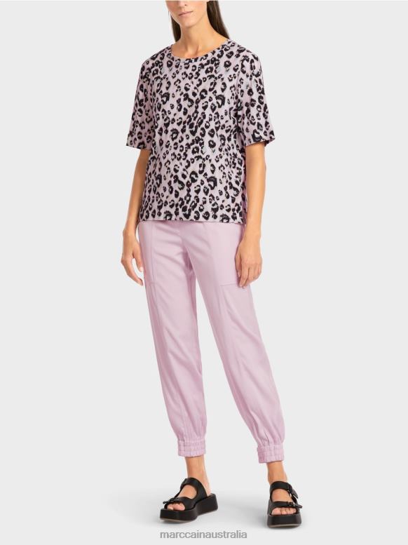 Clothing Light Lavender J8XFX1410 T-shirt with leopard print Marc Cain