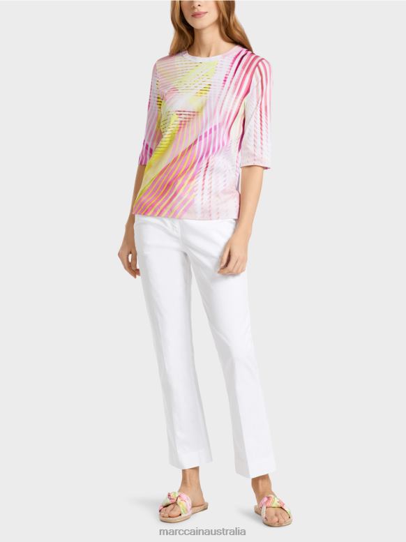 Clothing Light Limeade J8XFX1382 T-shirt in a striped pattern Marc Cain