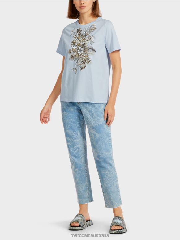 Clothing Light Powder Blue J8XFX1419 "Rethink Together" top Marc Cain