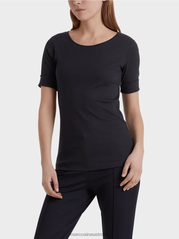 Clothing Midnight Blue J8XFX1466 Round-collar shirt with short sleeves Marc Cain