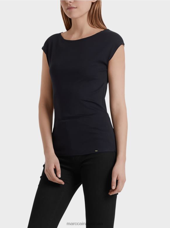 Clothing Midnight Blue J8XFX1477 Basic top with a wide neckline Marc Cain