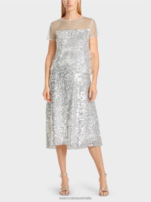 Clothing Off-White J8XFX1390 Elegant sequinned top Marc Cain