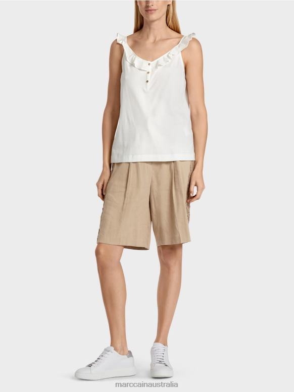 Clothing Off-White J8XFX1403 Airy top with flounce Marc Cain