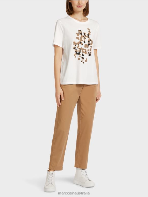 Clothing Off-White J8XFX1436 T-shirt with leopard and letter print Marc Cain