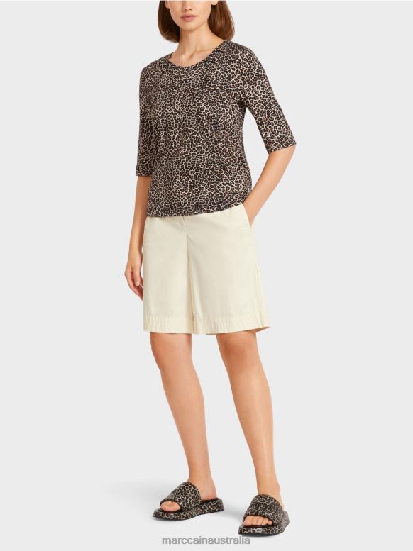 Clothing Powder Cream J8XFX1430 A-line leopard-print top Marc Cain