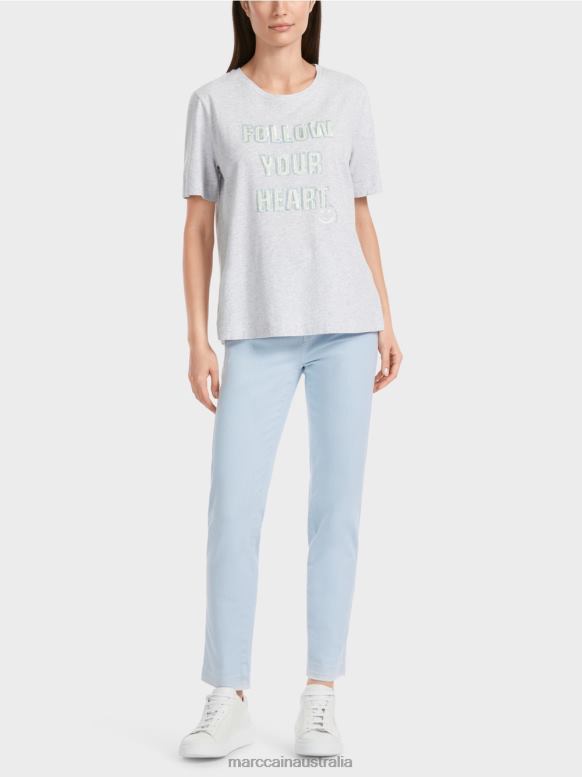 Clothing Silver Grey J8XFX1310 T-shirt with sequin motif Marc Cain