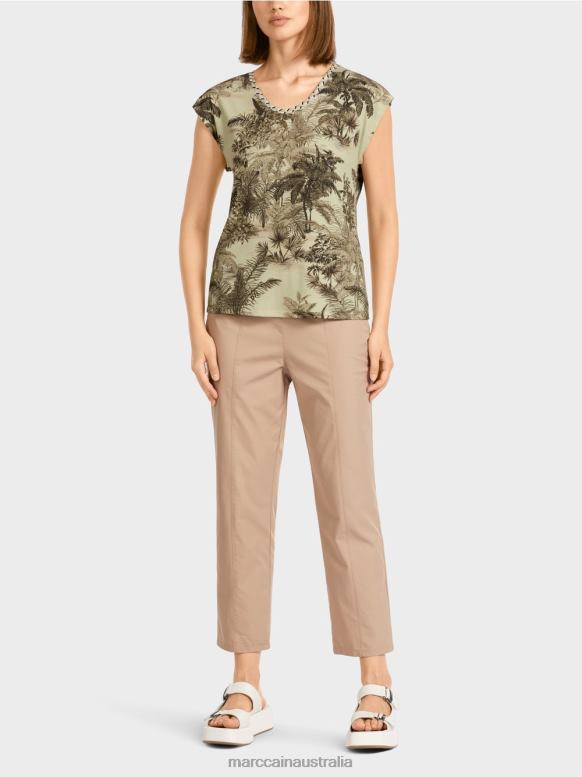 Clothing Soft Breath J8XFX1417 T-shirt with palm motif Marc Cain