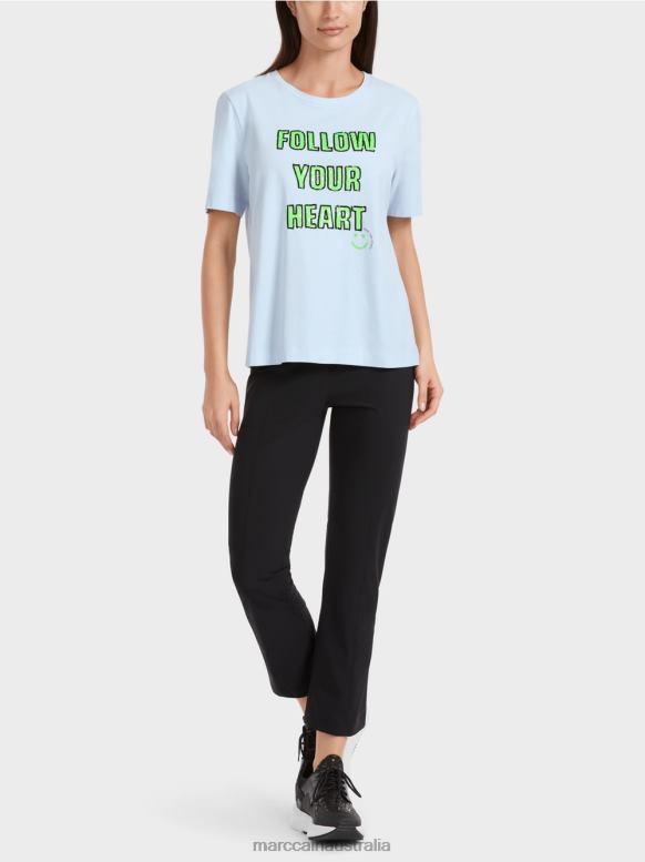 Clothing Soft Powder Blue J8XFX1301 T-shirt with sequin motif Marc Cain