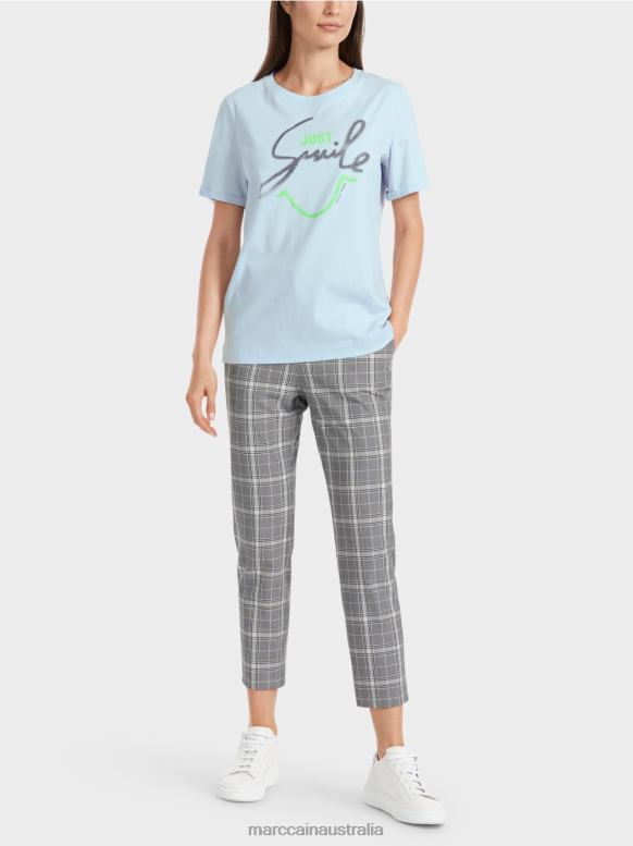 Clothing Soft Powder Blue J8XFX1303 "Rethink Together" T-shirt with glitter Marc Cain