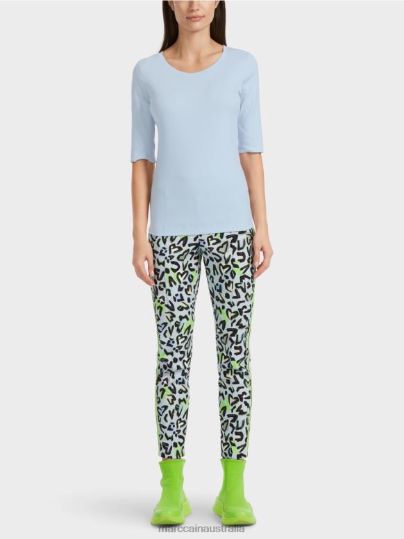 Clothing Soft Powder Blue J8XFX1305 Plain t-shirt with 3/4 sleeves Marc Cain