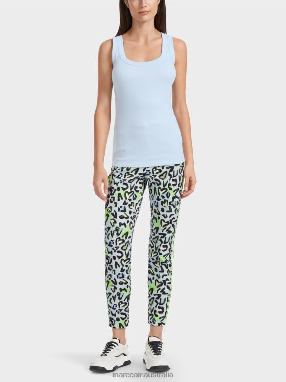 Clothing Soft Powder Blue J8XFX1307 Sleeveless cotton rib top Marc Cain