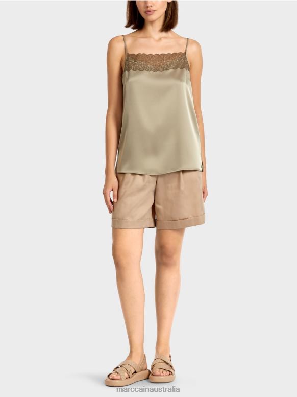 Clothing Soft Taupe J8XFX1411 Top with lace decollete Marc Cain