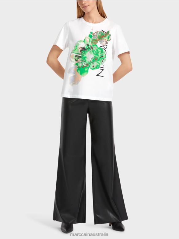 Clothing White J8XFX1245 Shiny "Rethink Together" T-Shirt Marc Cain