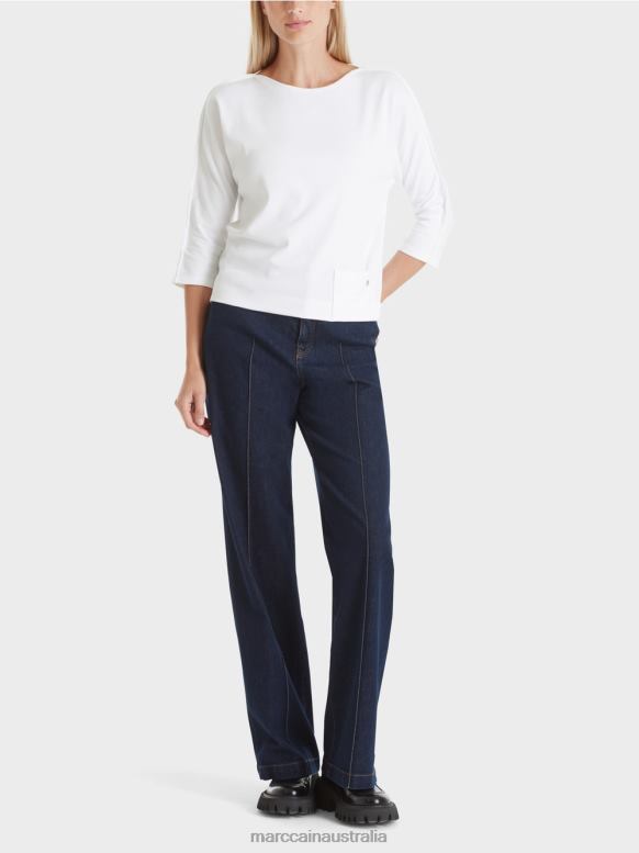 Clothing White J8XFX1293 Top with boat neckline Marc Cain