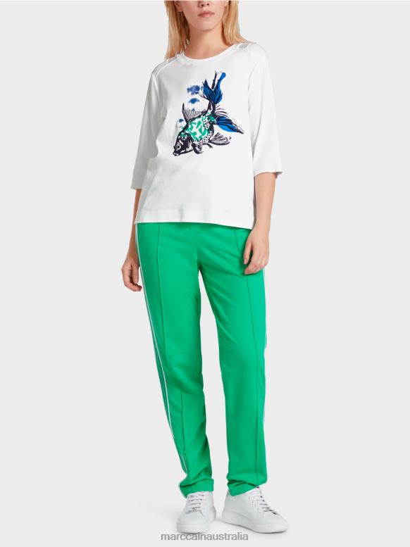 Clothing White J8XFX1361 Airy T-shirt with mesh insert Marc Cain