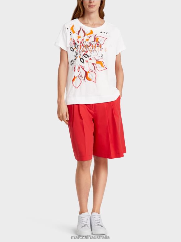 Clothing White J8XFX1373 T-shirt in mixed materials Marc Cain