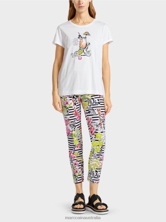 Clothing White J8XFX1385 T-shirt with Mai Tai recipe print Marc Cain