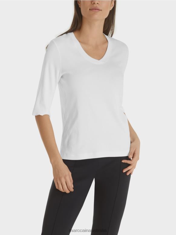 Clothing White J8XFX1462 Cotton ribbed jersey shirt Marc Cain