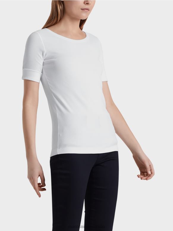 Clothing White J8XFX1469 Round-collar shirt with short sleeves Marc Cain