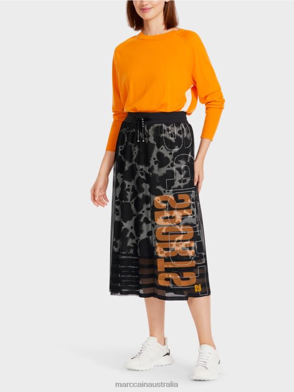 Clothing Black J8XFX501 Mesh skirt with printed lining Marc Cain