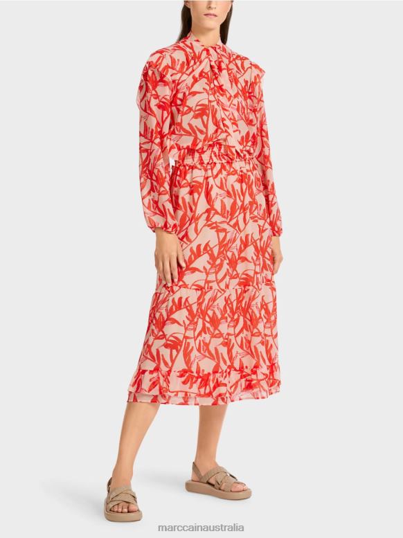 Clothing Bright Tan J8XFX500 Flounce skirt with a floral pattern Marc Cain