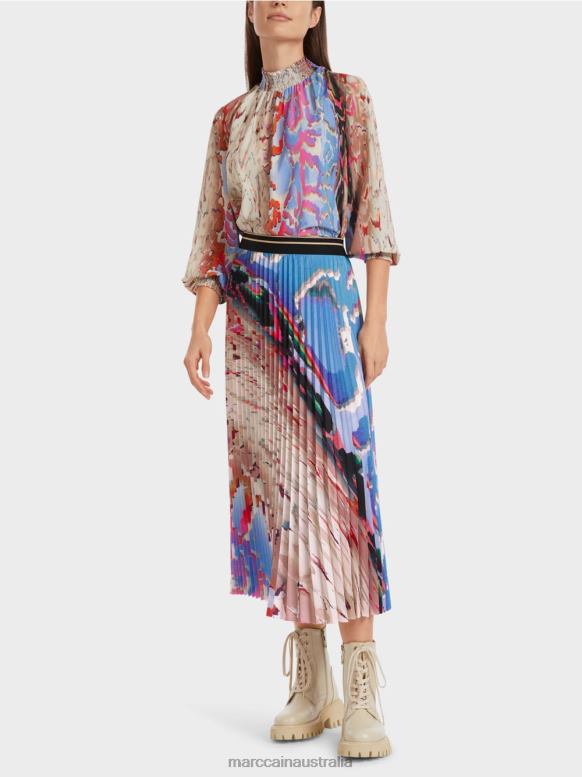 Clothing Dark Summer Sky J8XFX466 Colourful printed pleated skirt Marc Cain