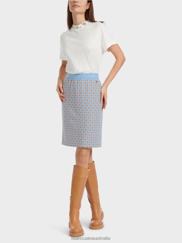 Clothing Dark Summer Sky J8XFX468 Knee length skirt with graphic design Marc Cain