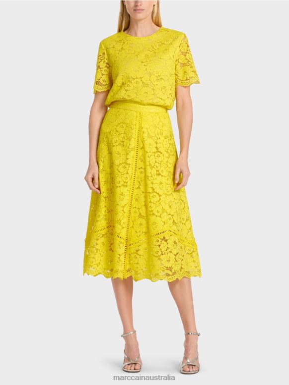 Clothing Lemon Green J8XFX484 Skirt in lace fabric Marc Cain