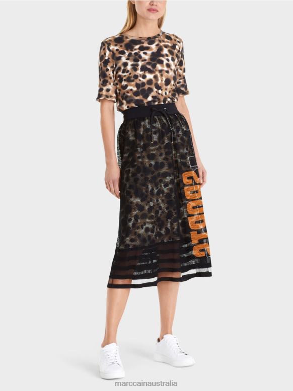 Clothing Light Coffee J8XFX503 Mesh skirt with printed lining Marc Cain