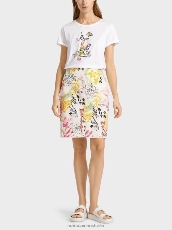 Clothing Light Limeade J8XFX479 "Rethink Together" mini skirt with print Marc Cain
