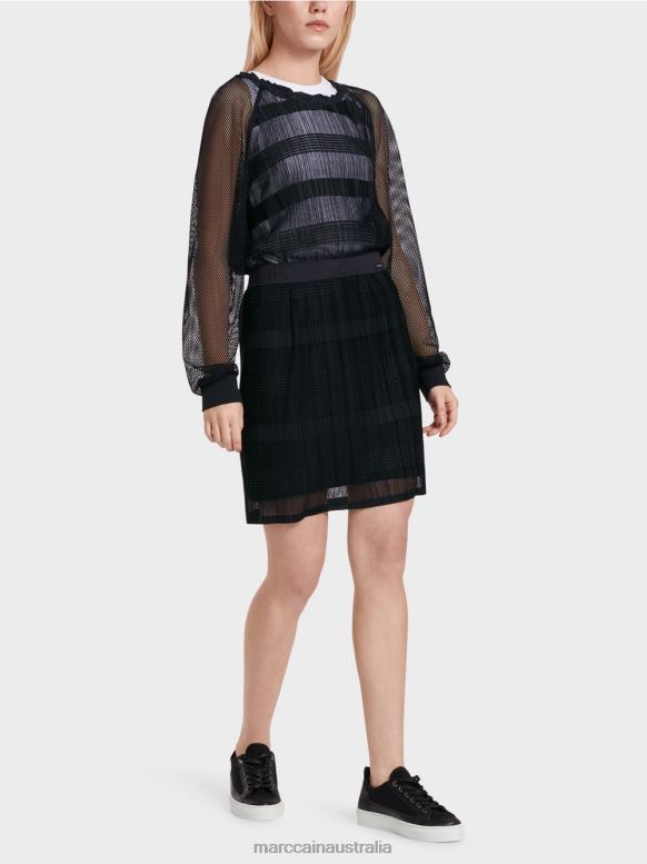 Clothing Midnight Blue J8XFX476 Elegant mini skirt with chiffon Marc Cain