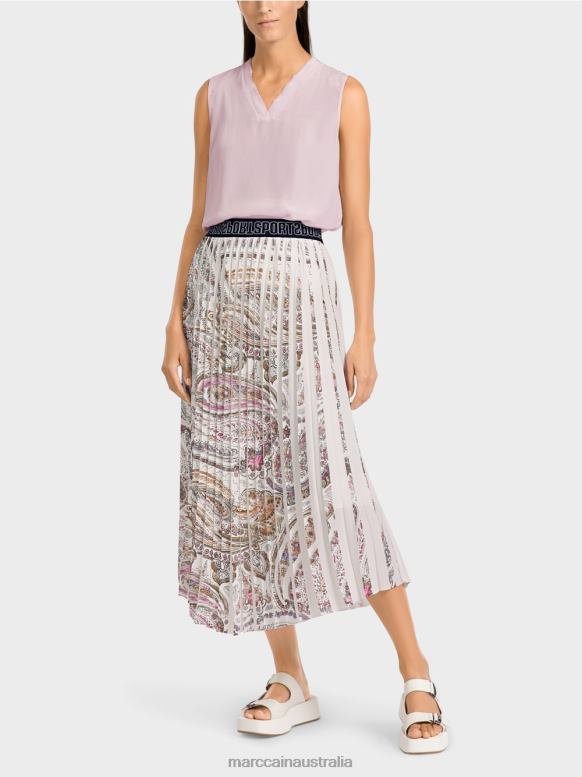 Clothing Off-White J8XFX490 Pleated skirt with paisley print Marc Cain