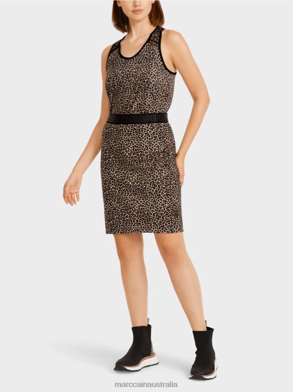 Clothing Powder Cream J8XFX496 Short skirt with leopard print Marc Cain