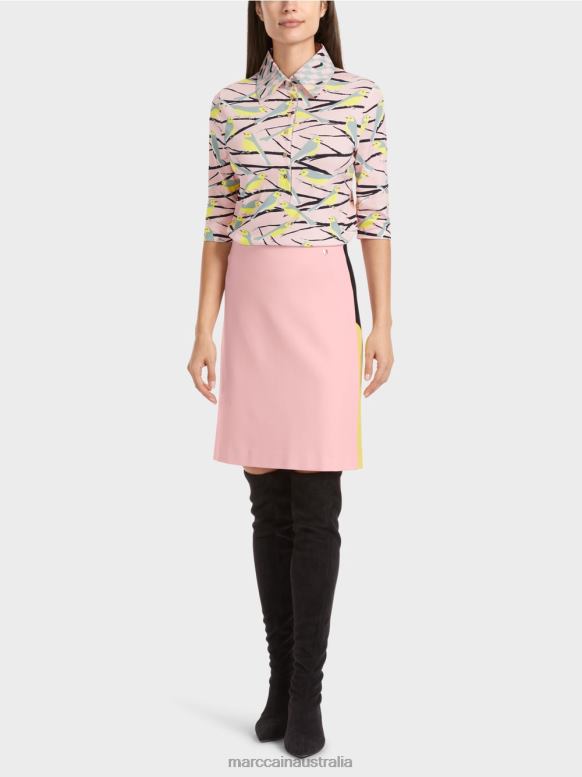 Clothing Soft Powder Pink J8XFX473 Mini skirt with colour-blocking stripes Marc Cain