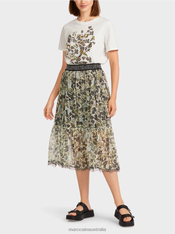 Clothing Soft Skylight J8XFX498 Tiered skirt in viscose crepe Marc Cain