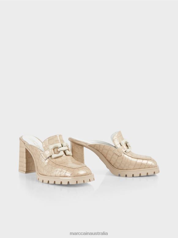 Footwear Powder Cream J8XFX1630 "Rethink Together" faux croc slip-ons Marc Cain