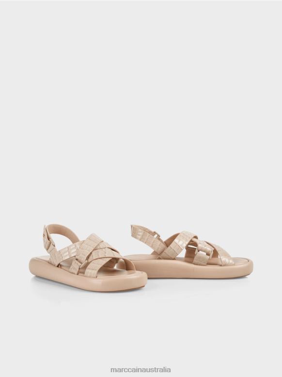 Footwear Soft Taupe J8XFX1634 Faux croc strap sandals Marc Cain
